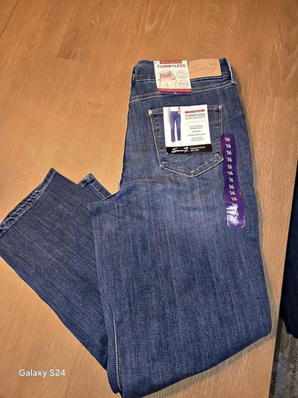 Seven7 Tummyless Slim Straight Jeans Blue Womens Sz 16 New